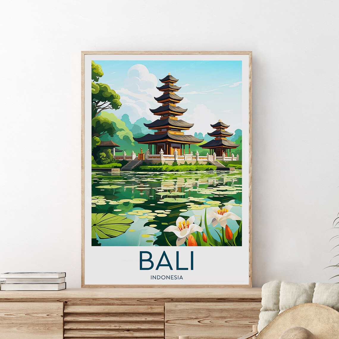 Bali Sacred Ulun Danu Beratan Temple Lotus Lake Indonesia Poster - Image 2
