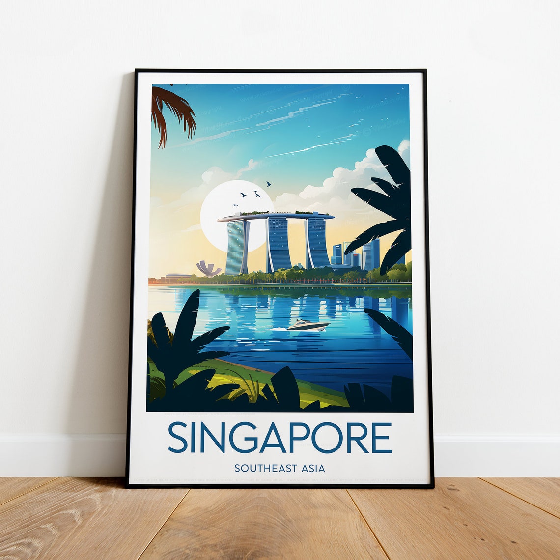 Singapore Marina Bay Sands Waterfront Skyline Sunset Wall Art