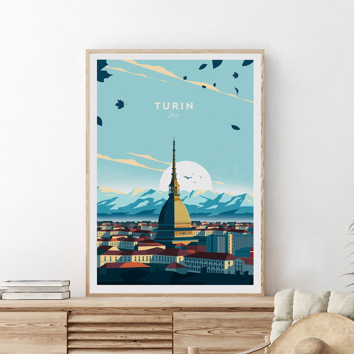 Turin Italy Mole Antonelliana Alpine Cityscape Travel Poster - Image 2