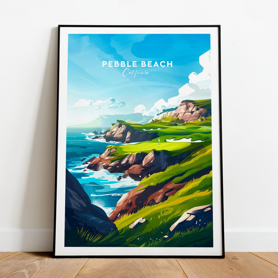 Pebble Beach California Golf Links Ocean Cliffs Sports Poster