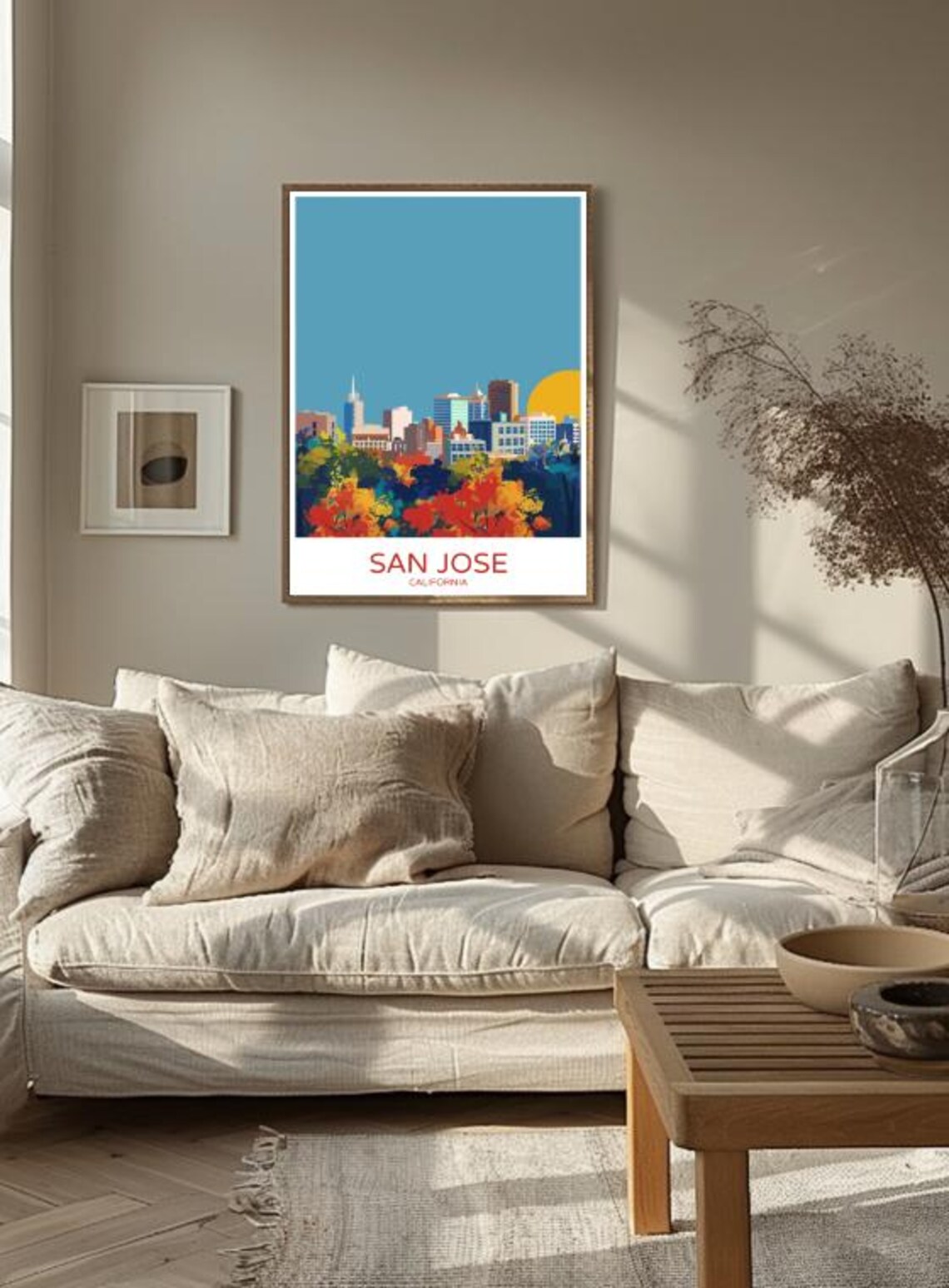 San Jose California Autumn Skyline Colorful Cityscape Poster - Image 2