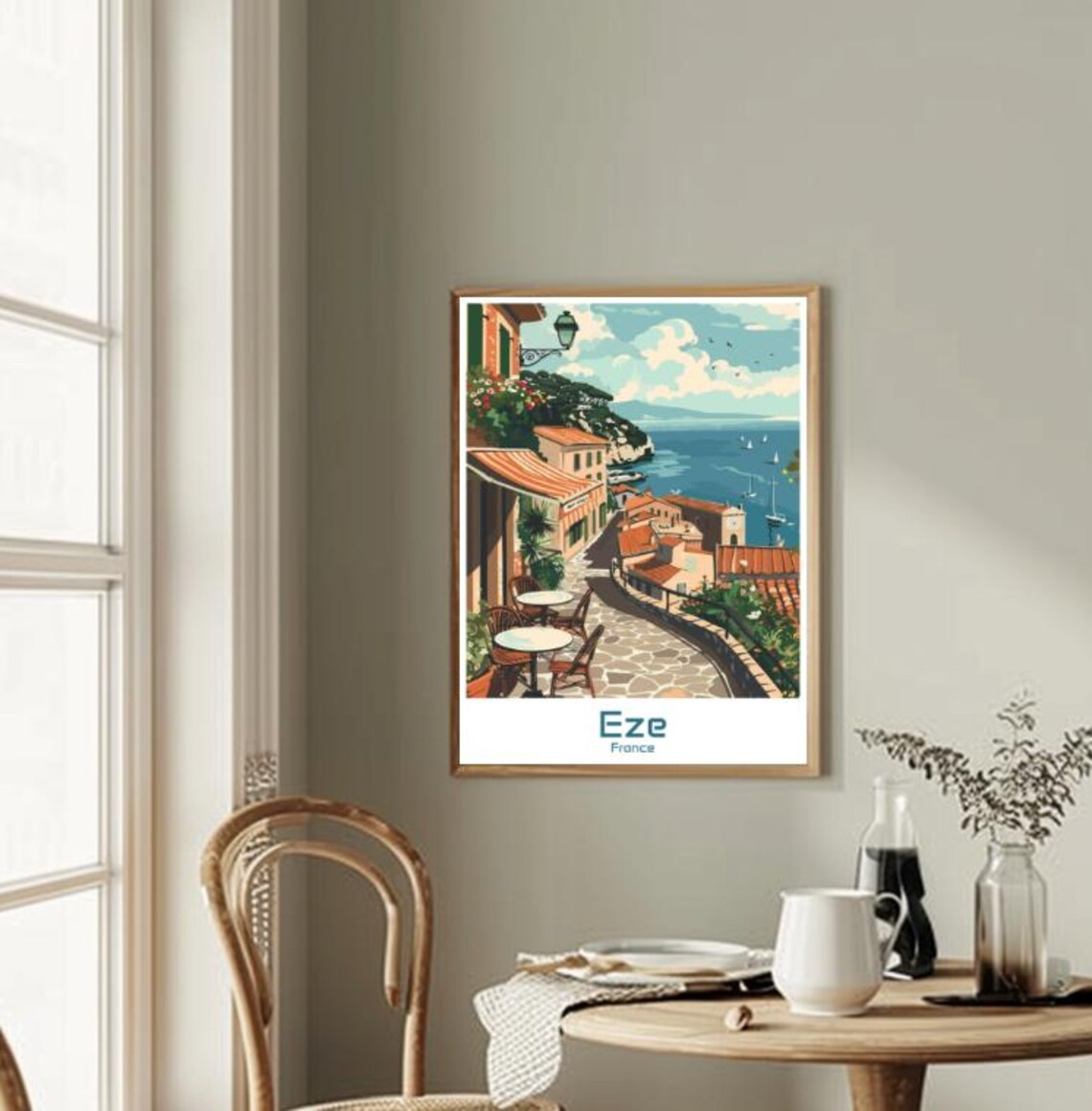 Eze France Riviera Village Cafe Terrace Mediterranean Coast Poster - Image 2