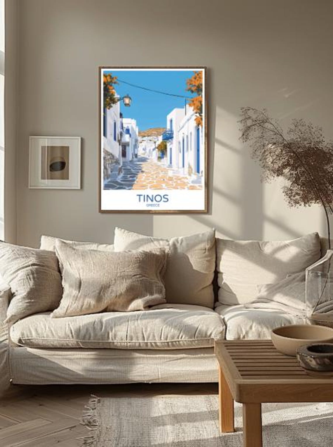 Tinos Greece Whitewashed Village Lane Cycladic Travel Poster - Image 2