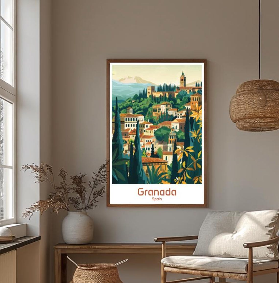 Granada Spain Alhambra Palace Hillside Rooftops Vintage Travel Poster - Image 4