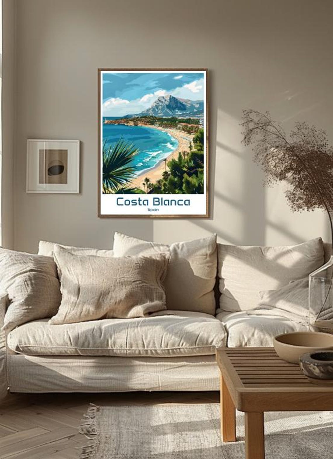 Sunny Costa Blanca Spain Sandy Beach Mountain Bay View Poster - Image 3