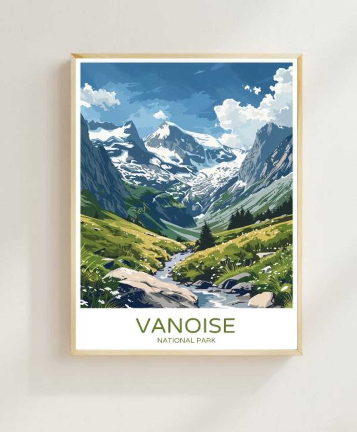 Vanoise National Park France Poster Glacier Peaks And Stream View