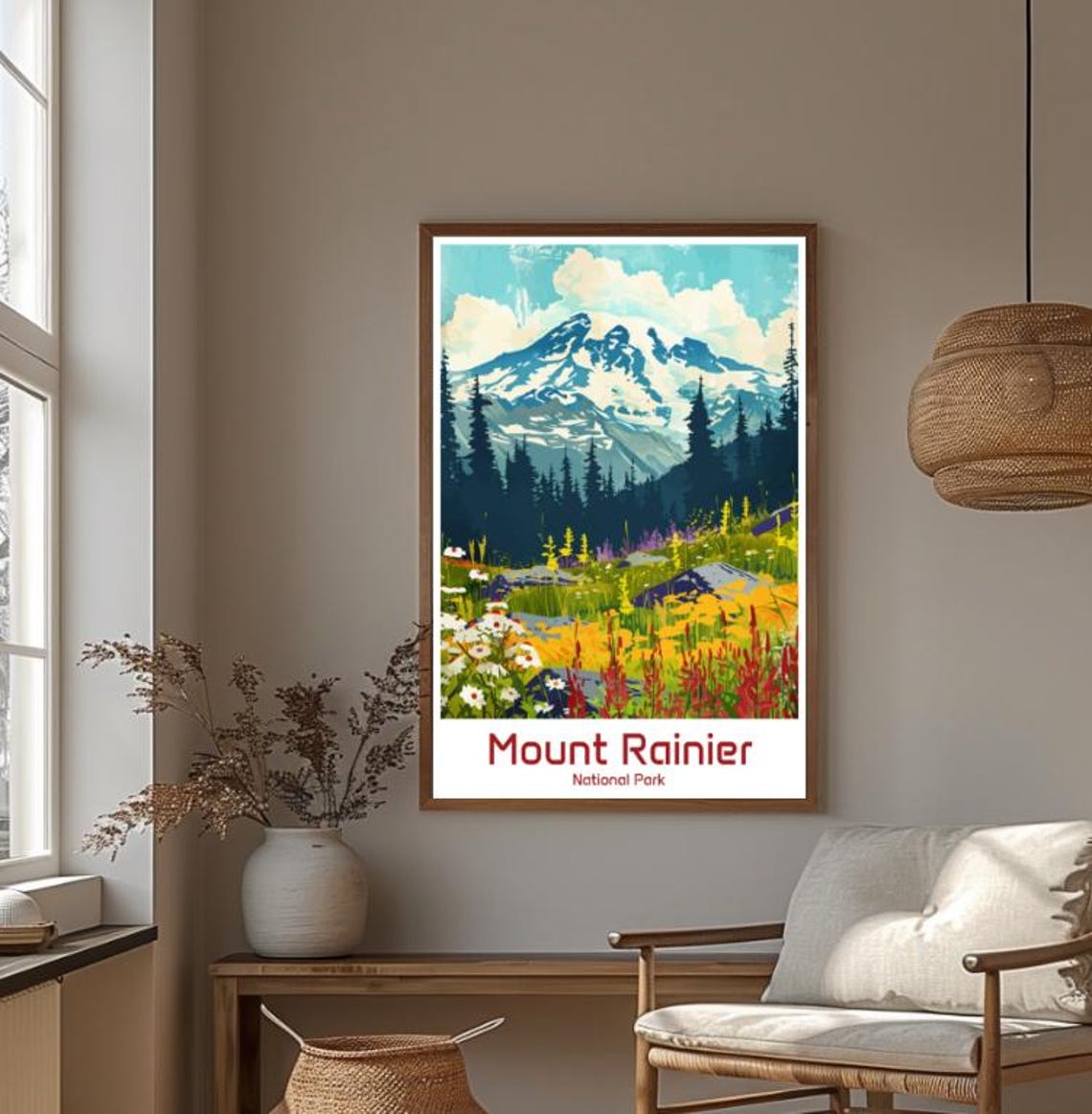 Mount Rainier National Park Wildflower Meadow Peak Scenic Poster - Image 4