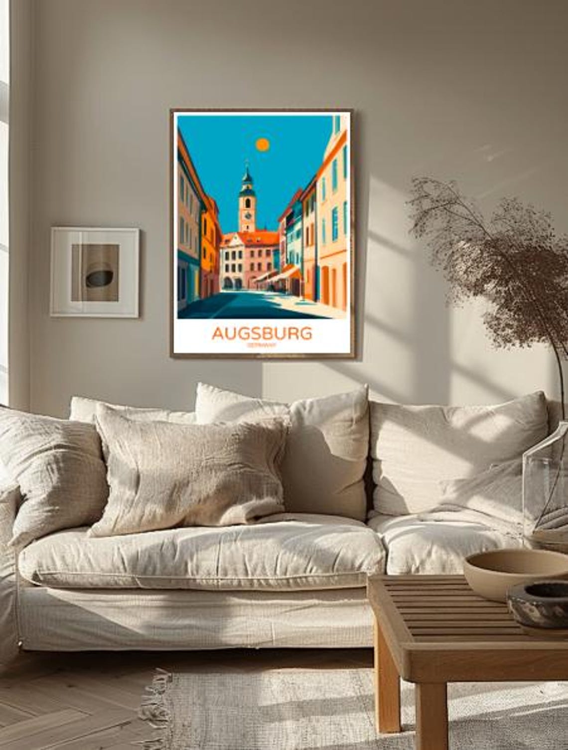 Augsburg Germany Historic Old Town Clock Tower Street Travel Poster - Image 2