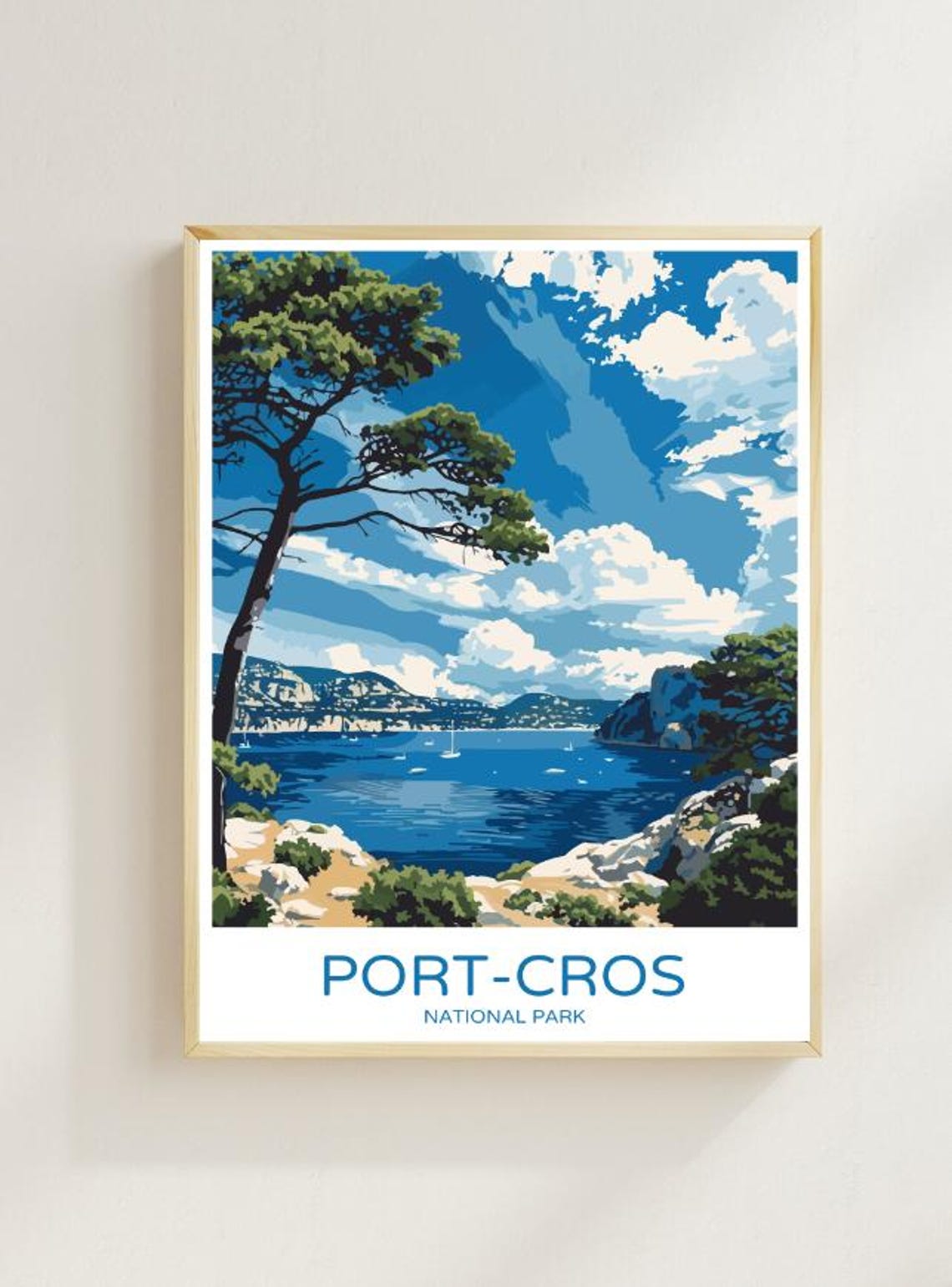 National Park Of Port Cros Travel Posterfrench Island Wall Art Coastal Nature Print France Decor Mediterranean Landscape