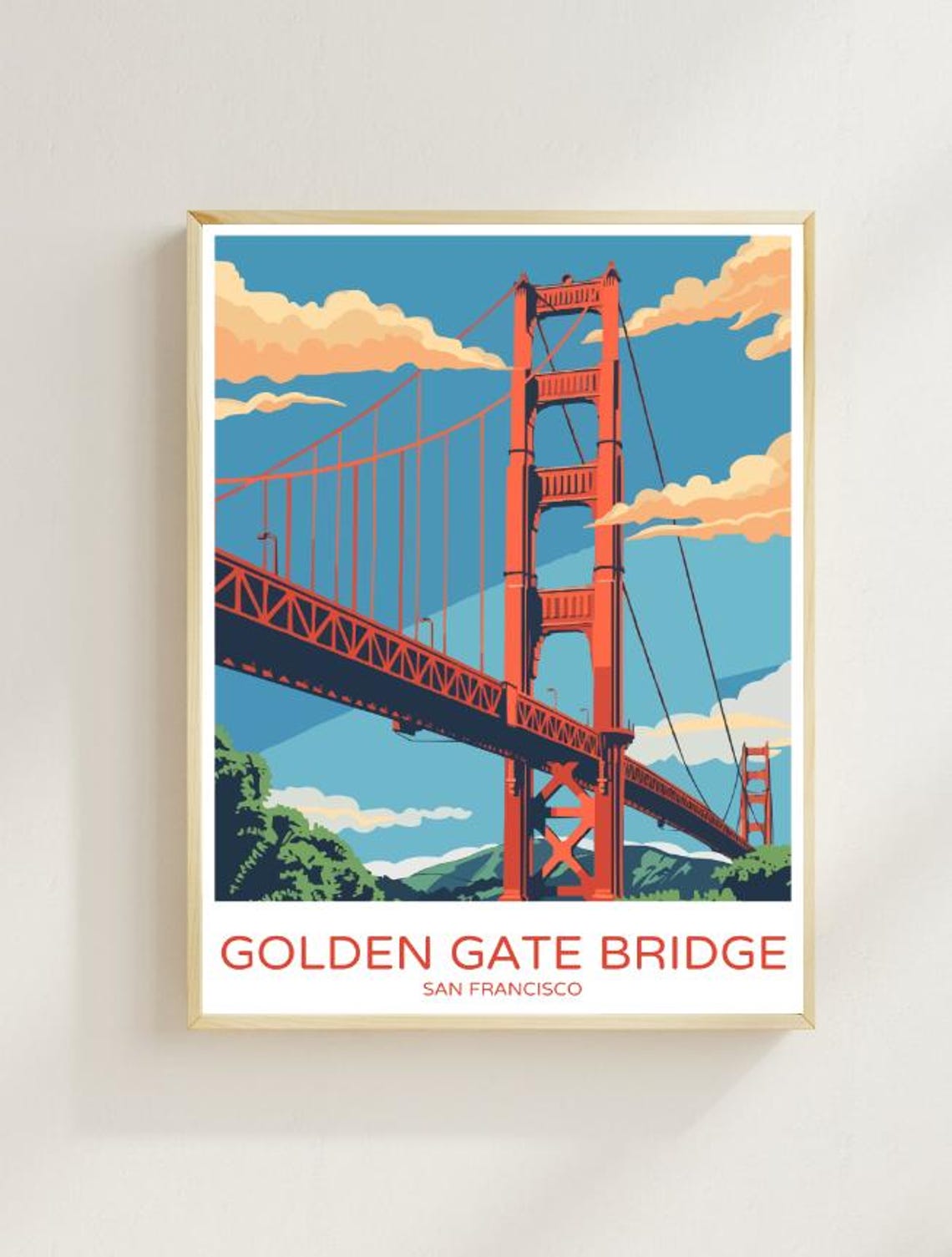 Golden Gate Bridge San Francisco at Sunset Sky Travel Poster