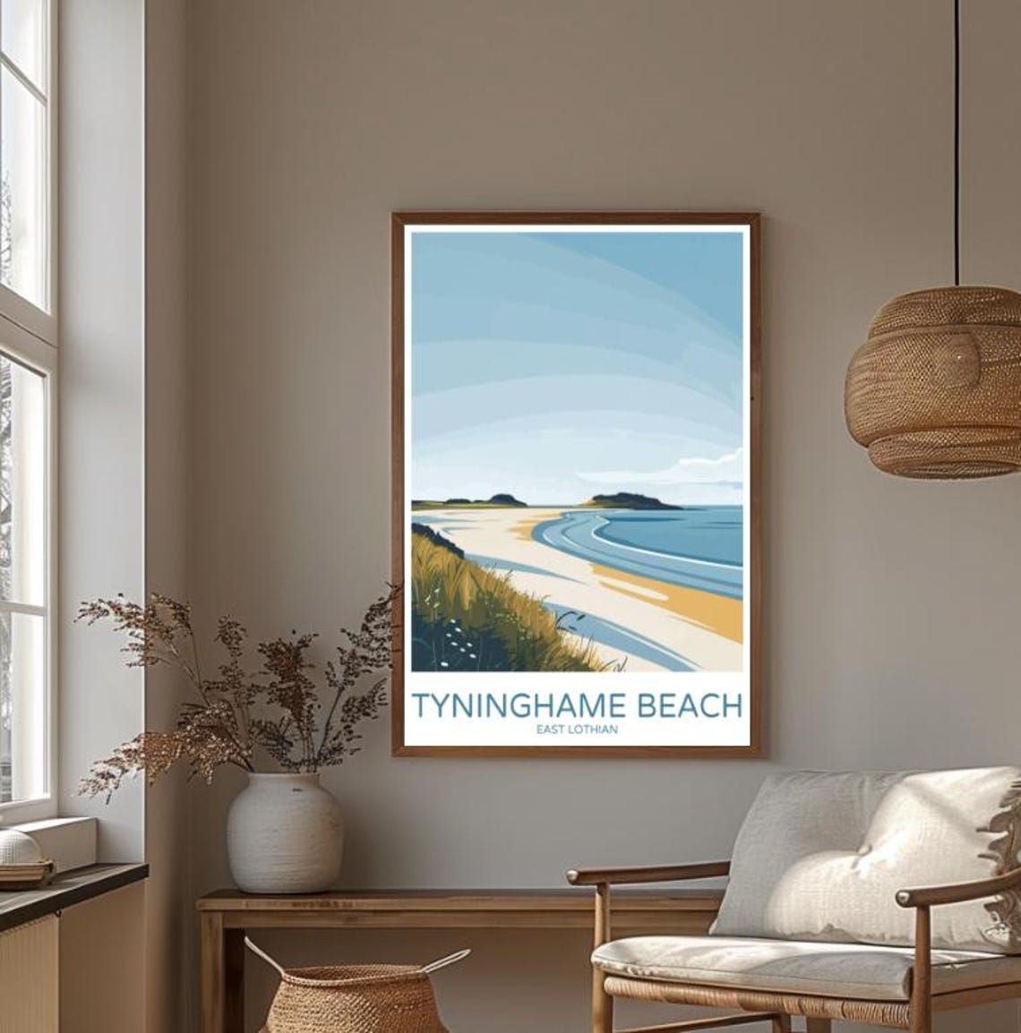 Tyninghame Beach Scotland Illustrated Shoreline Travel Poster - Image 3
