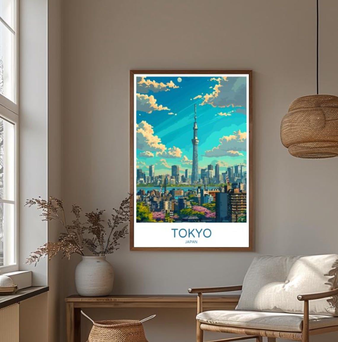Tokyo Skytree Tower Cityscape with Cherry Blossom Travel Poster - Image 3