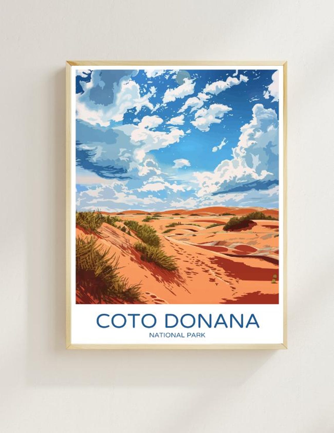 Coto Doñana Orange Sand Dunes Under Dramatic Sky Travel Poster