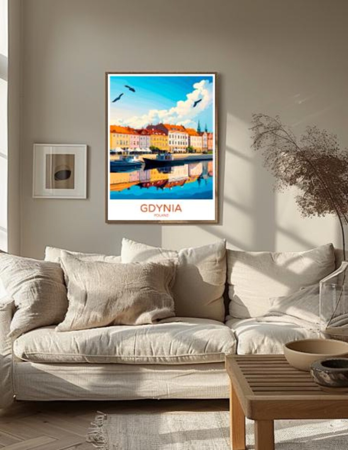 Gdynia Poland Harbor Boats and Waterfront Vintage Travel Poster - Image 2
