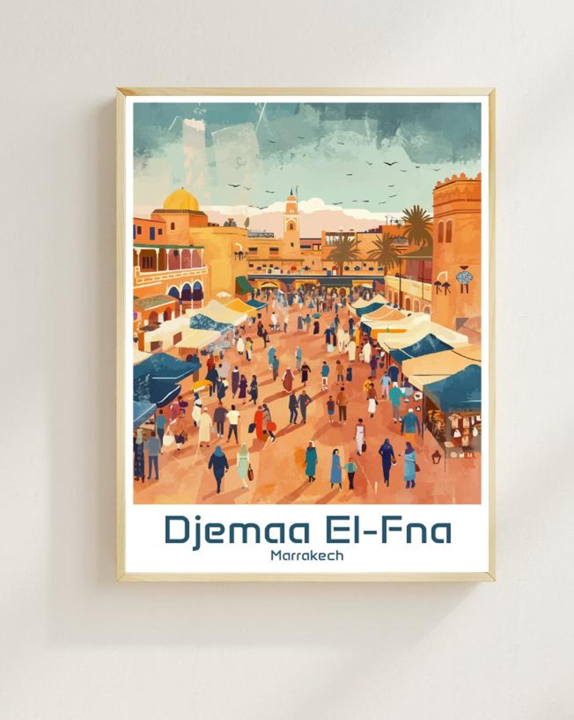 Djemaa El-Fna Marrakech Bustling Market Square Morocco Travel Poster