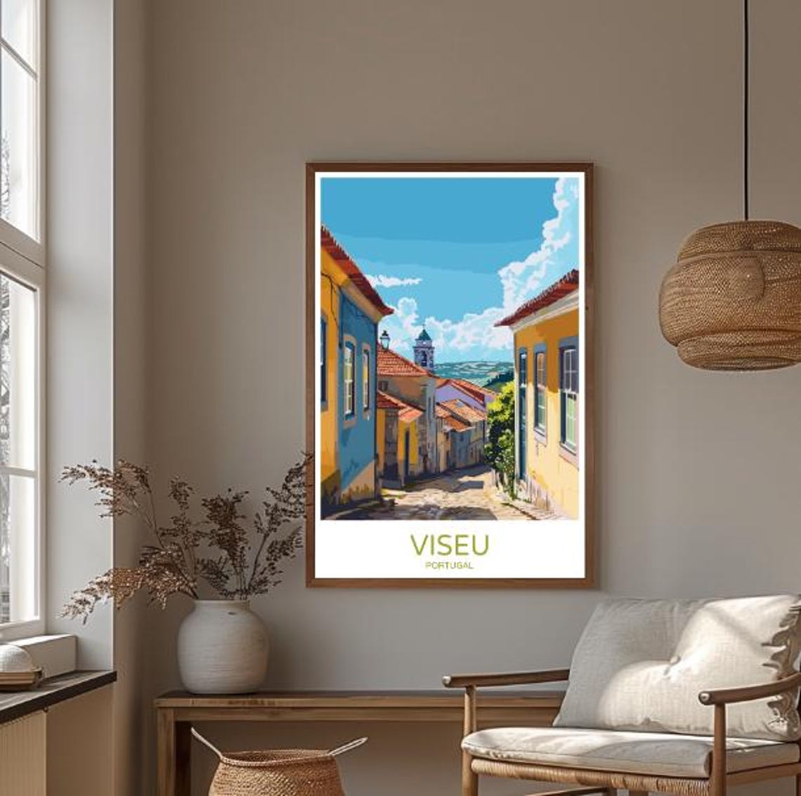 Viseu Portugal Travel Poster Cityscape Art Of Viseu Cathedral Old Town Portugal Travel Gift Modern Wall Decor Artwork - Image 3