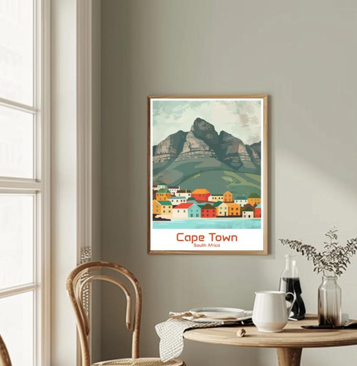 Cape Town South Africa Table Mountain Colorful Waterfront Poster - Image 2