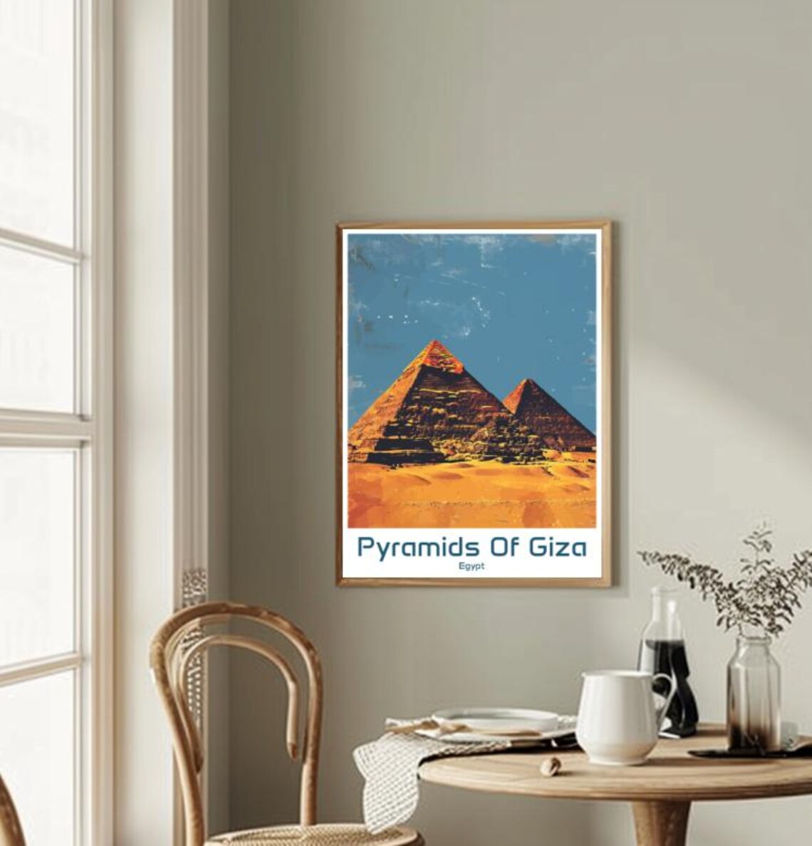 Pyramids Of Giza Egypt In Desert Golden Sunset Vintage Poster - Image 2