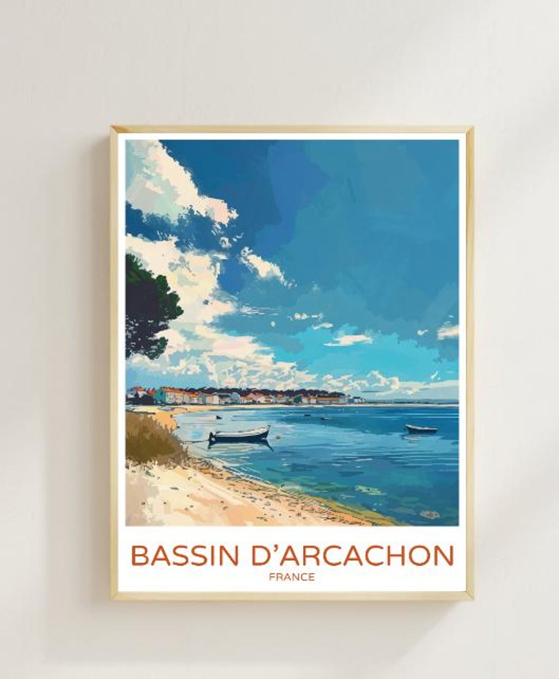 Bassin Darcachon France Travel Poster Seaside Landscape Art Dune Du Pilat Coastal Views France Travel Gift Modern Wall Decor