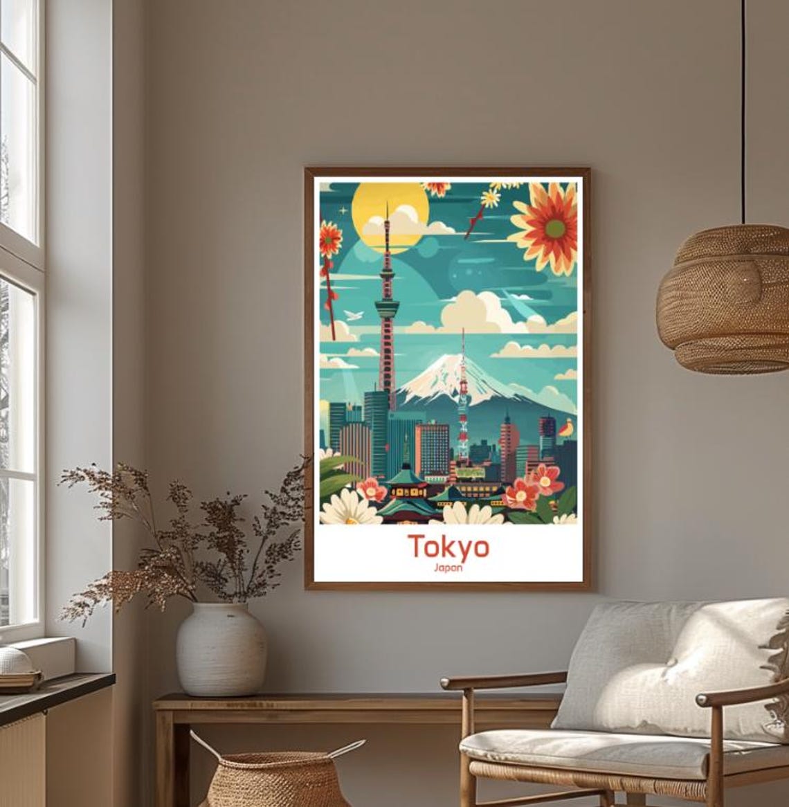 Tokyo Japan Skyline Mount Fuji Cherry Blossoms Cityscape Travel Poster - Image 4