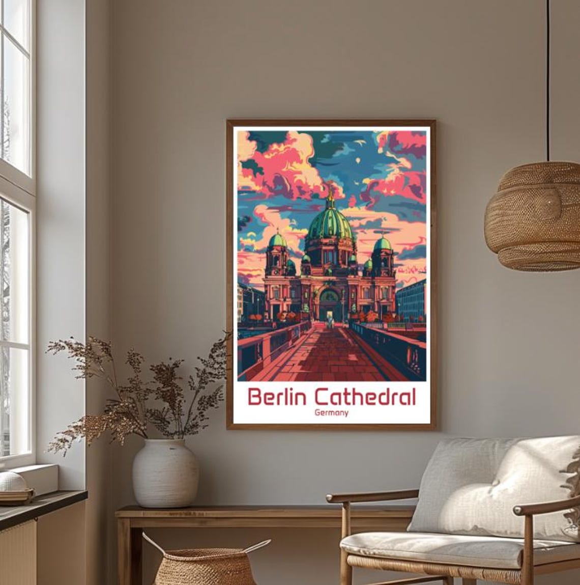 Berlin Cathedral Pink Sunset Bridge Historic Dome View Poster - Image 4