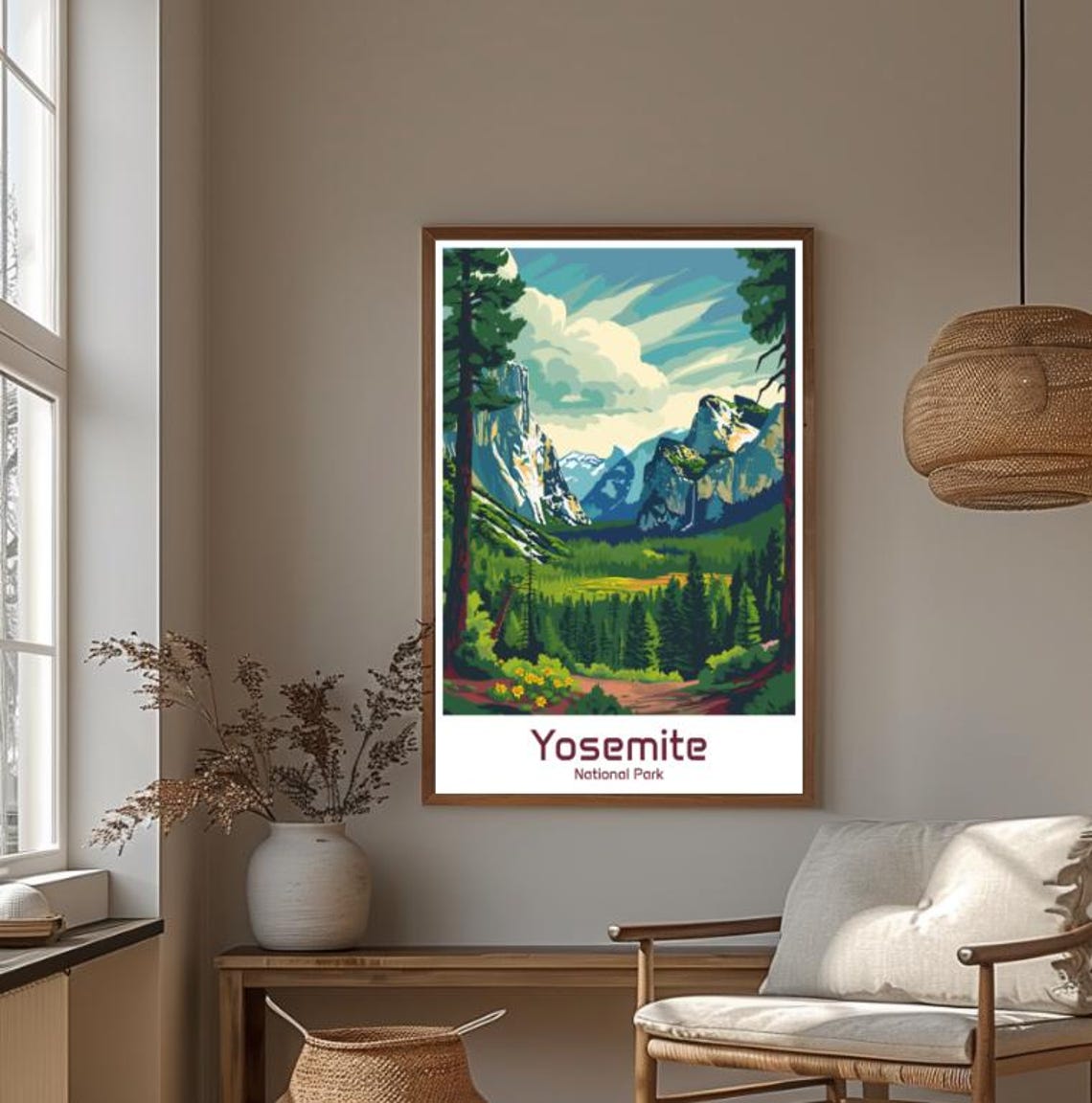 Yosemite National Park Granite Valley Waterfall and Pines Poster - Image 4