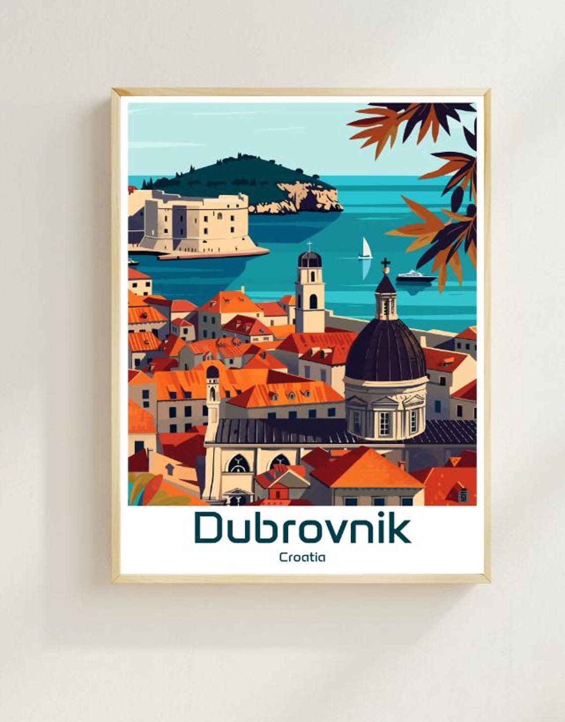 Dubrovnik Croatia Old Town Red Roofs Over Adriatic Sea Poster