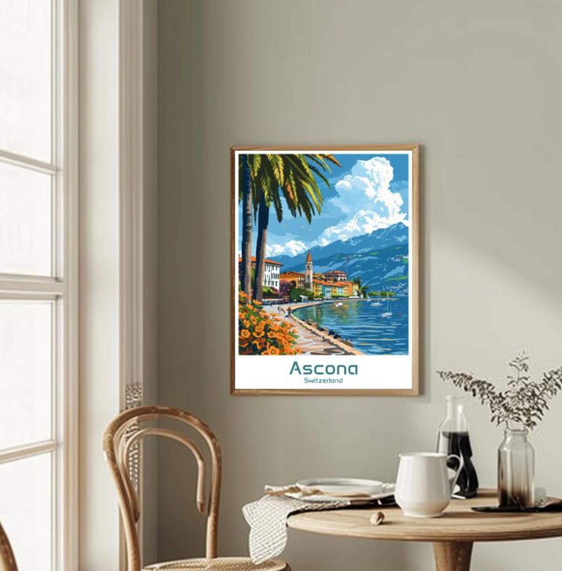 Ascona Switzerland Lake Maggiore Promenade Colorful Travel Poster - Image 2