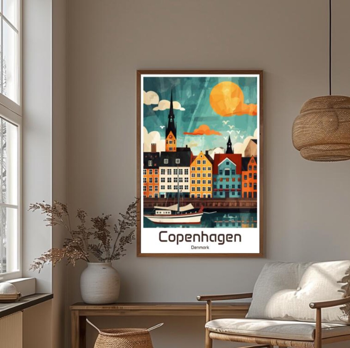 Copenhagen Denmark Nyhavn Colorful Harbour Houses Retro Poster - Image 4