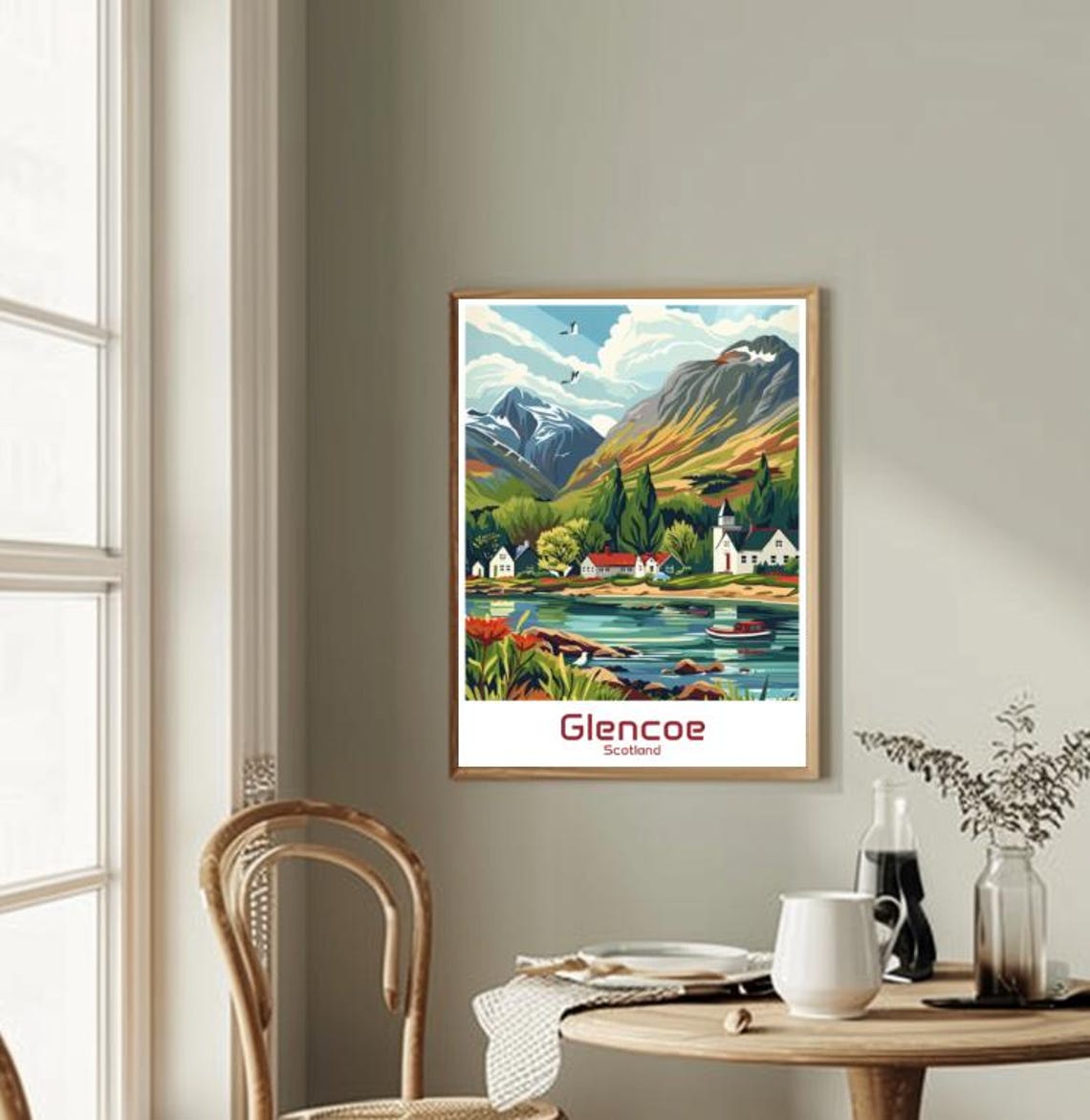 Glencoe Scotland Village Loch Snow Capped Mountains Travel Poster - Image 2