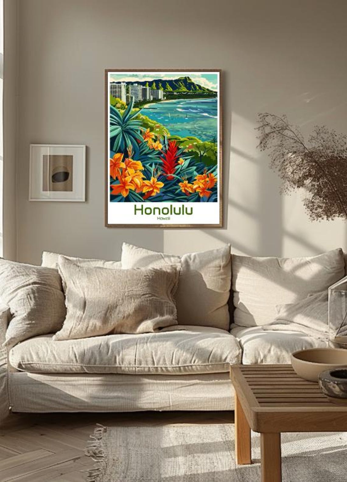 Honolulu Hawaii Waikiki Beach and Diamond Head Travel Poster - Image 3