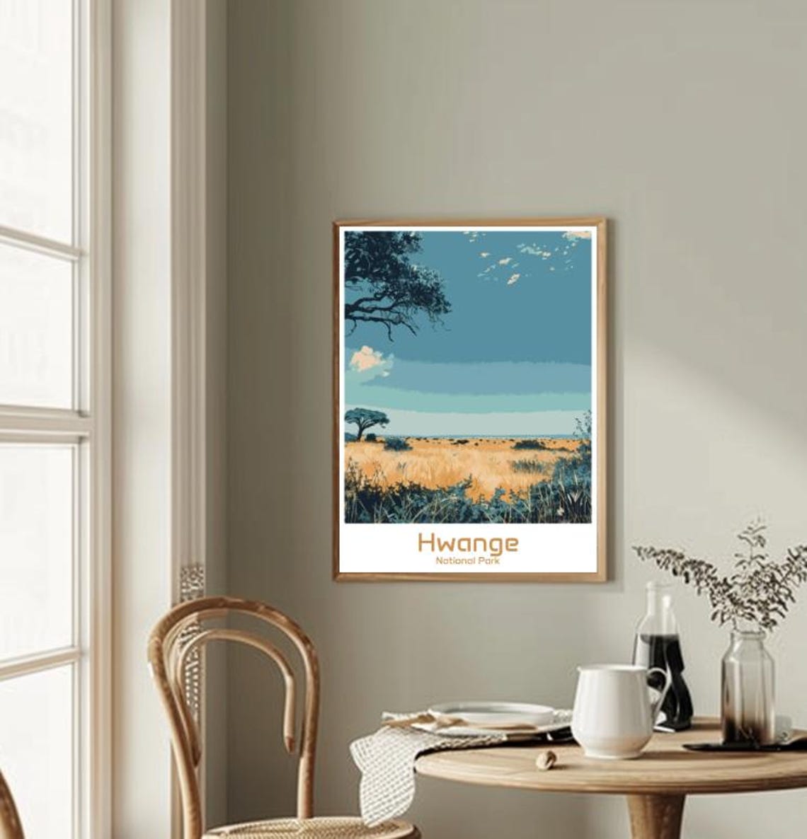 Hwange National Park Travel Postervintage Wildlife Wall Art Zimbabwe Landscape Print African Safari Decor Nature Travel Gift For Home - Image 2