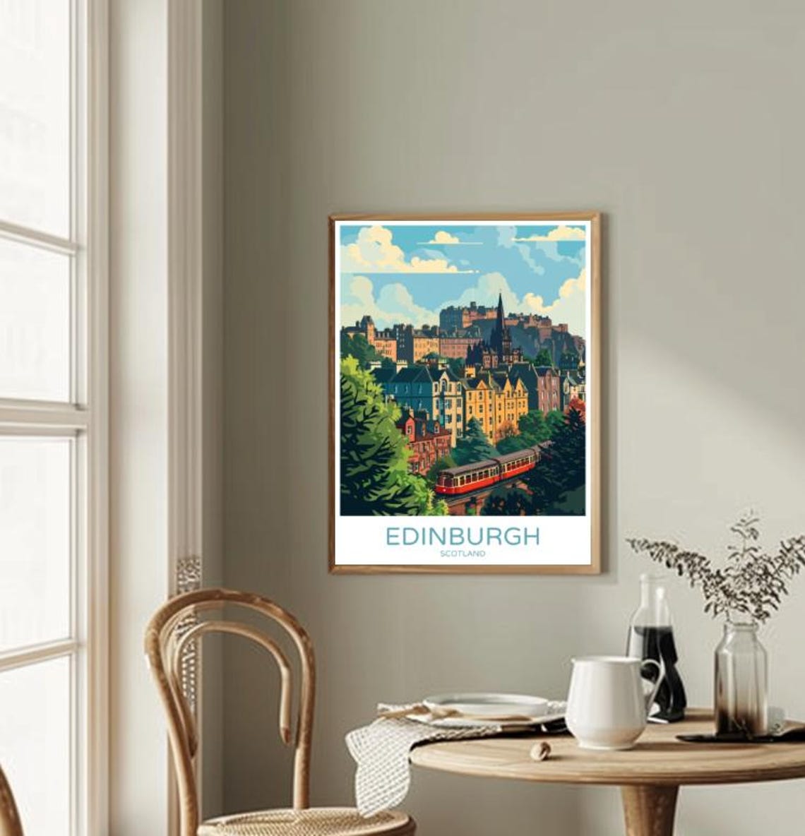 Edinburgh Scotland Historic Old Town Castle Red Train Poster - Image 2