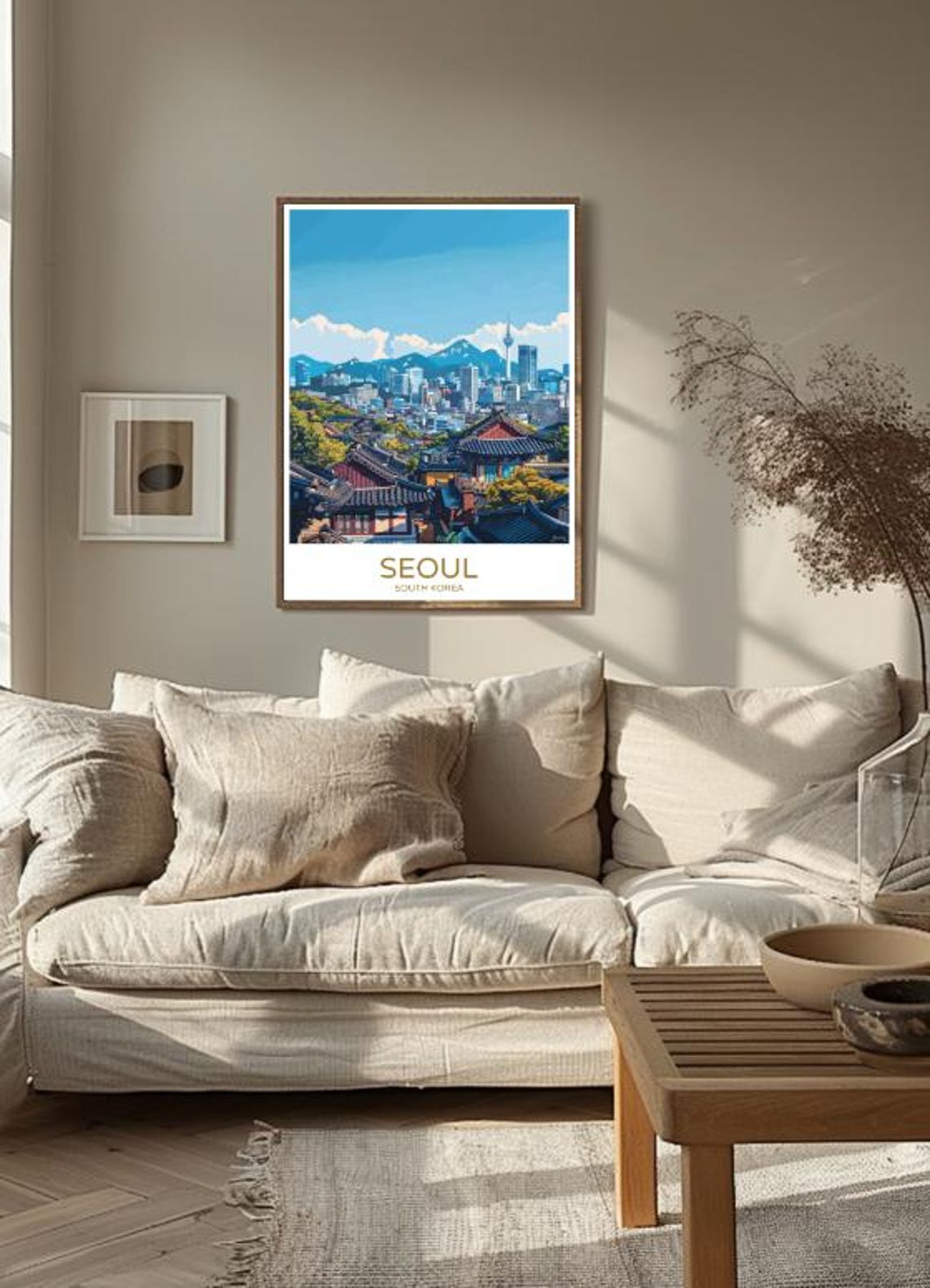 Seoul N Seoul Tower Over Hanok Rooftops South Korea Travel Poster - Image 2