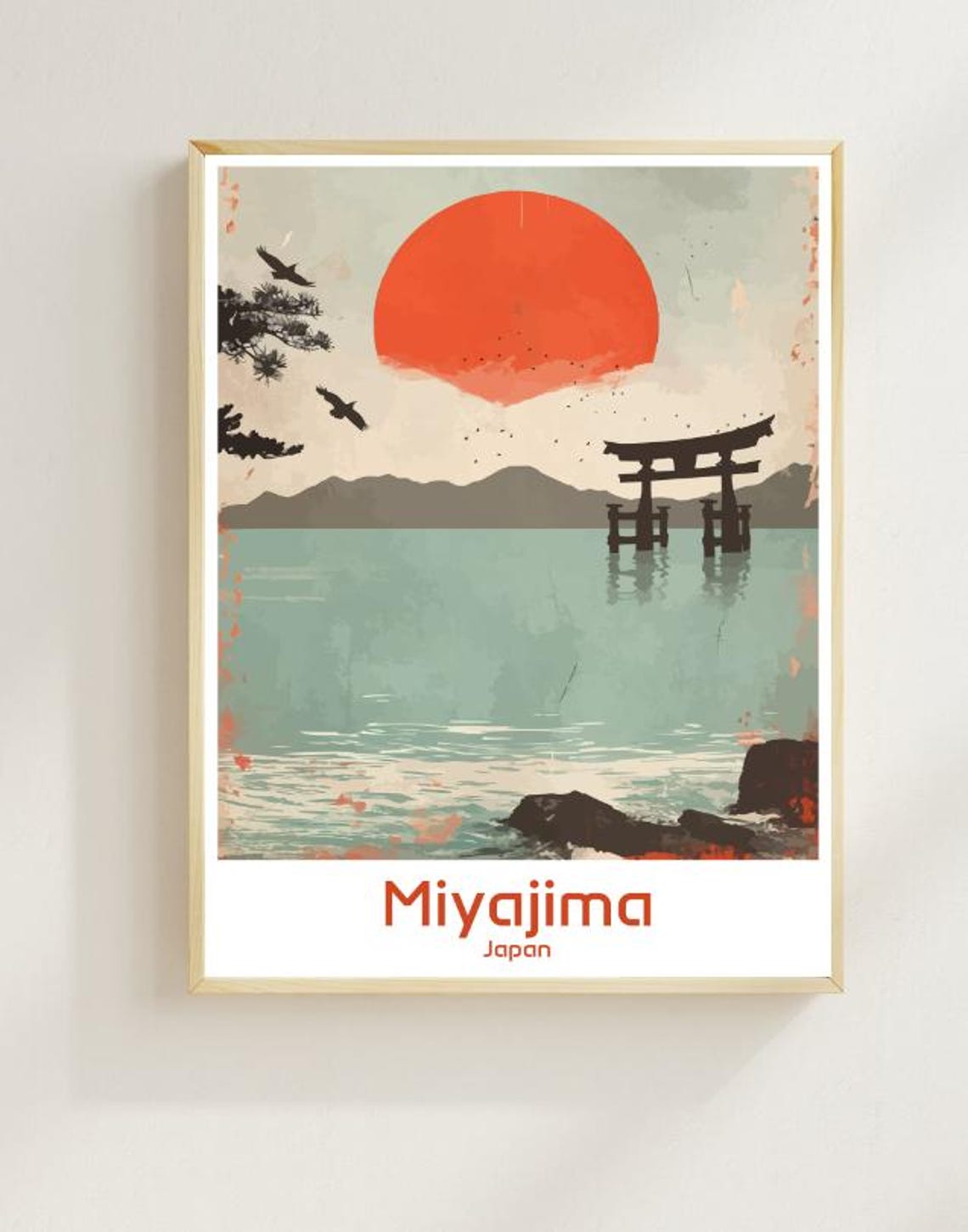 Miyajima Japan Itsukushima Floating Torii Gate Sunset Travel Poster