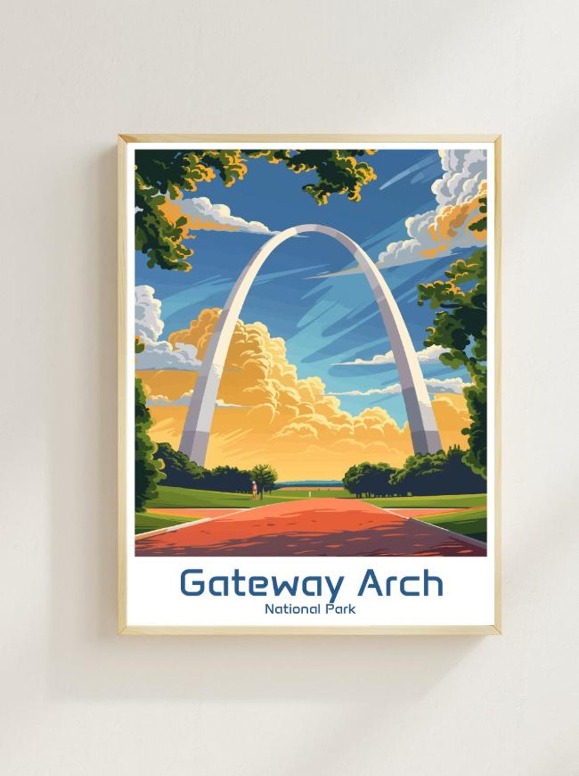 Gateway Arch National Park St Louis Sunset Landmark Travel Poster