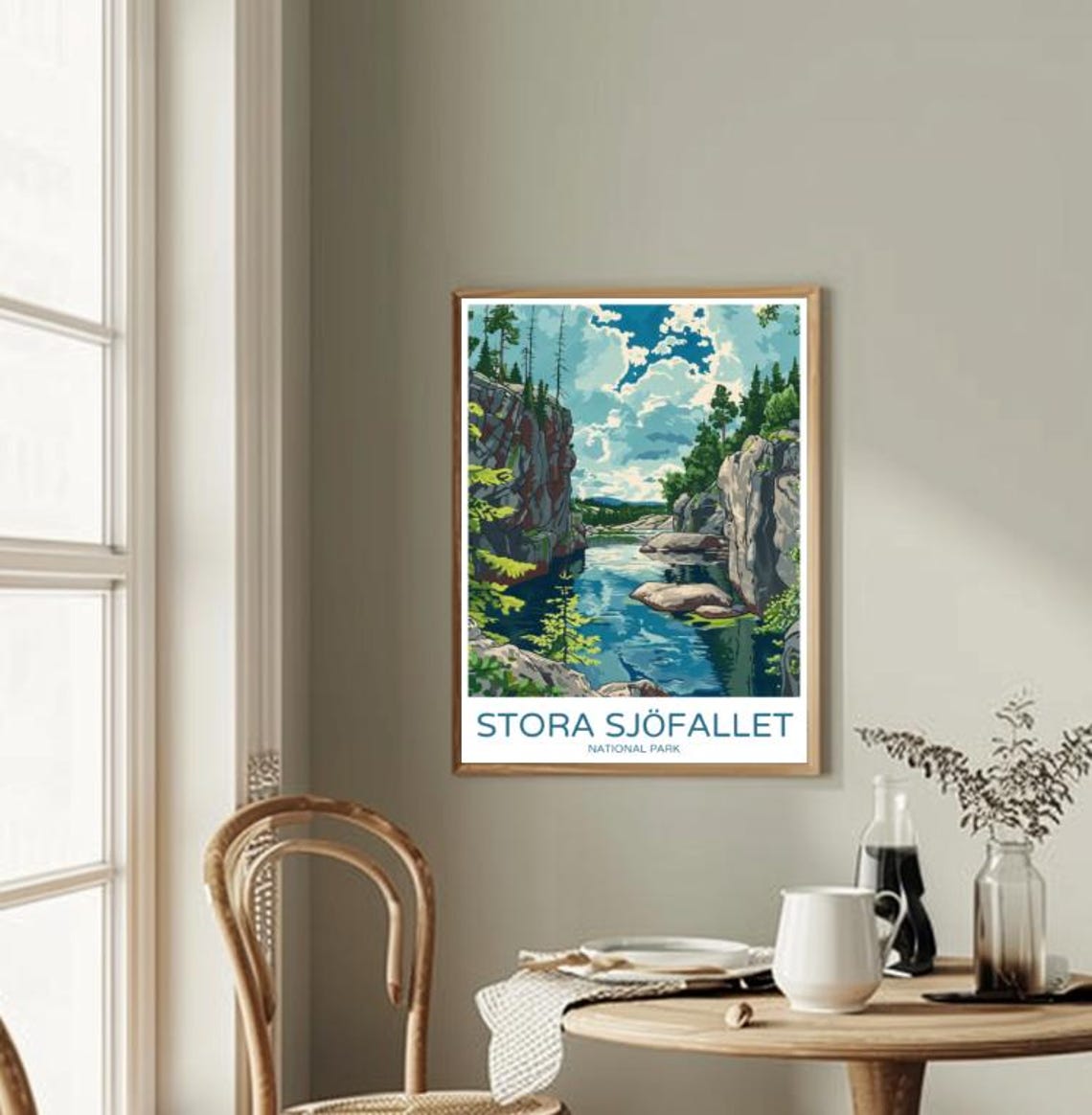 Stora Sjofallet National Park River Cliffs Colorful Travel Poster - Image 2
