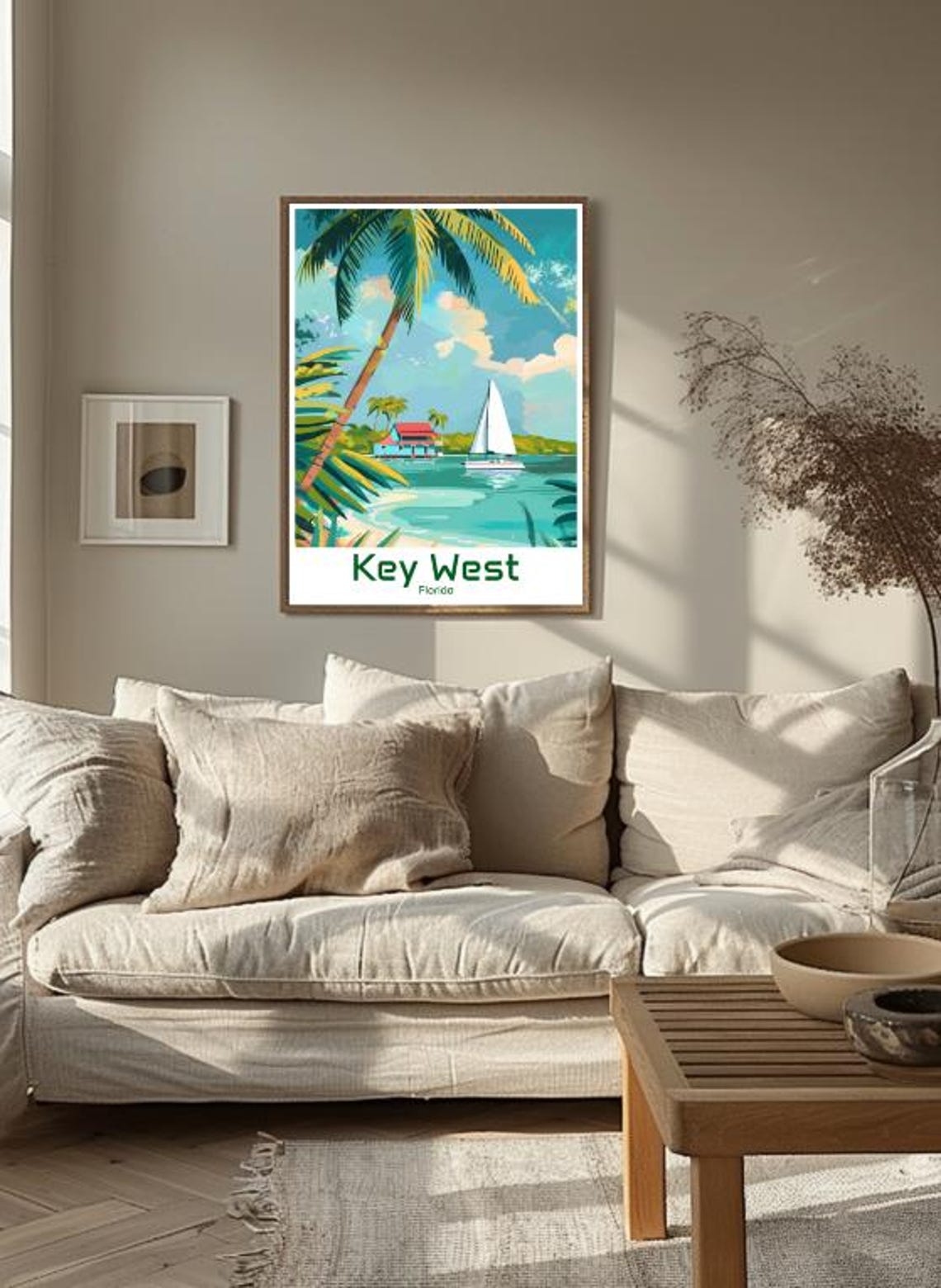 Key West Florida Palm Beach Sailboat Tropical Island Escape Poster - Image 3