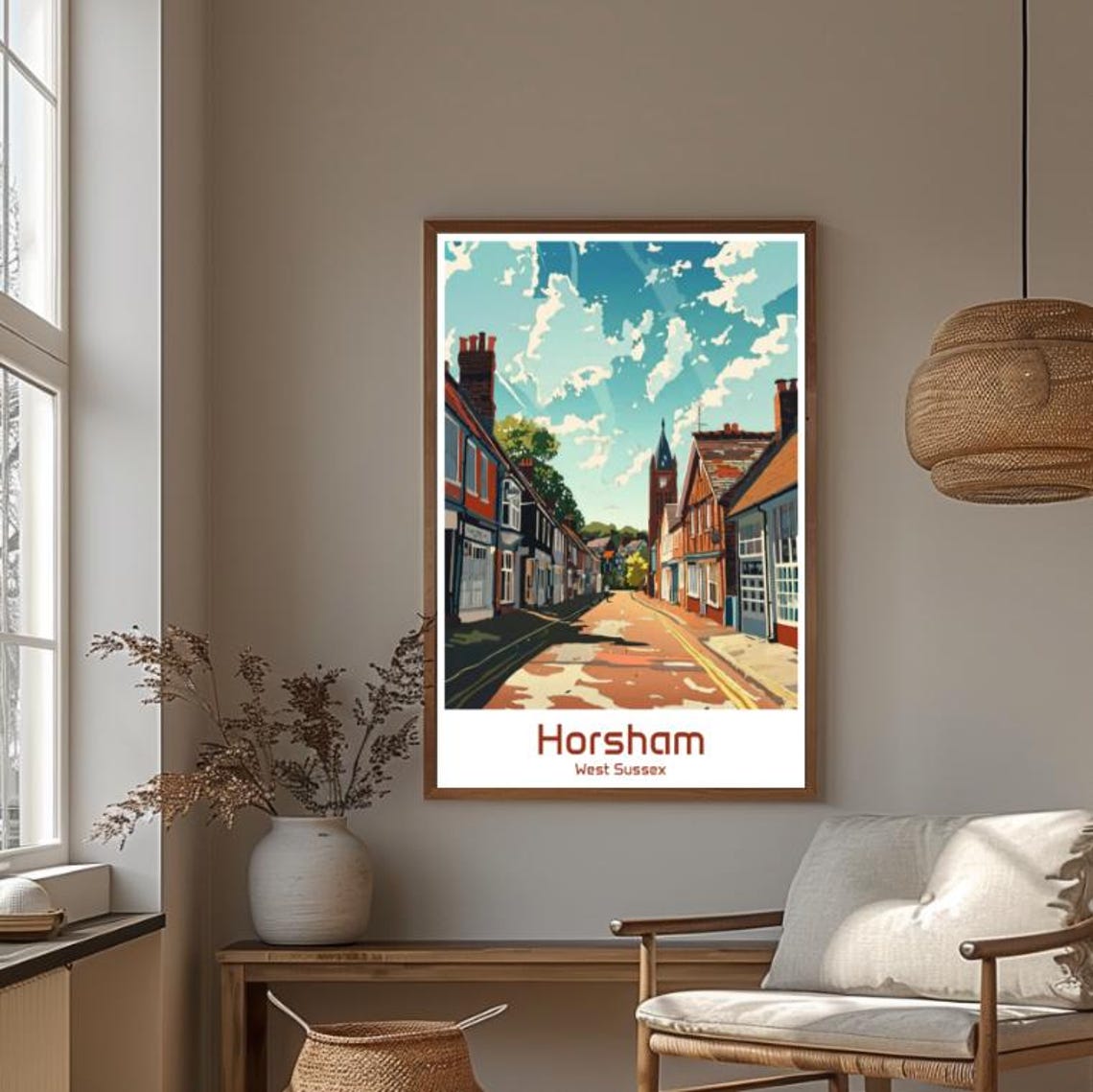 Horsham West Sussex Travel Posterenglish Countryside Wall Art Historic Market Town Print Uk Landscape Decor West Sussex Artwork For Home - Image 4