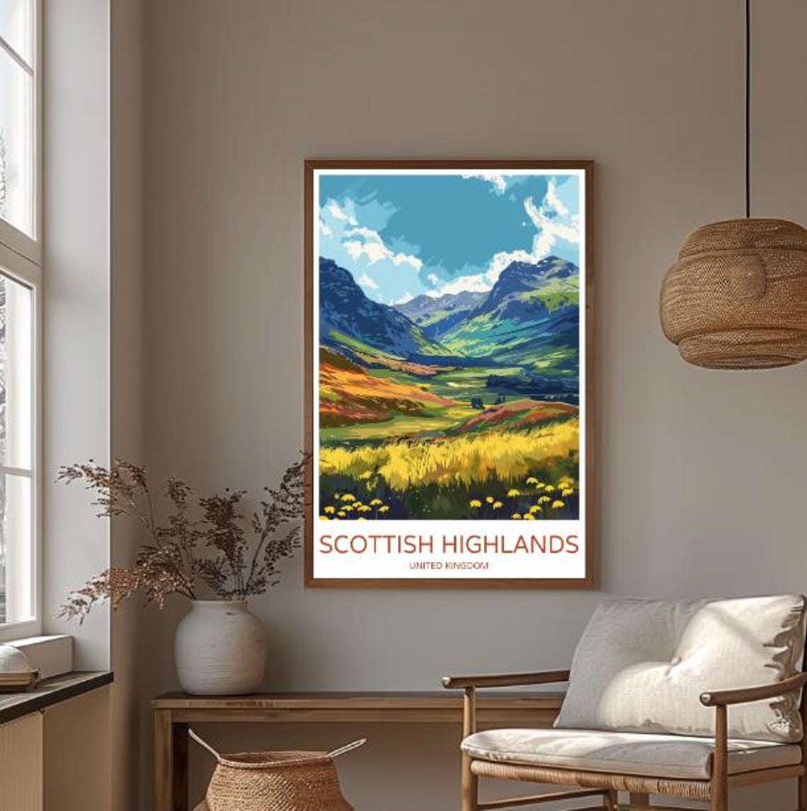 Scottish Highlands United Kingdom Valley Poster With Wildflower Meadow - Image 3