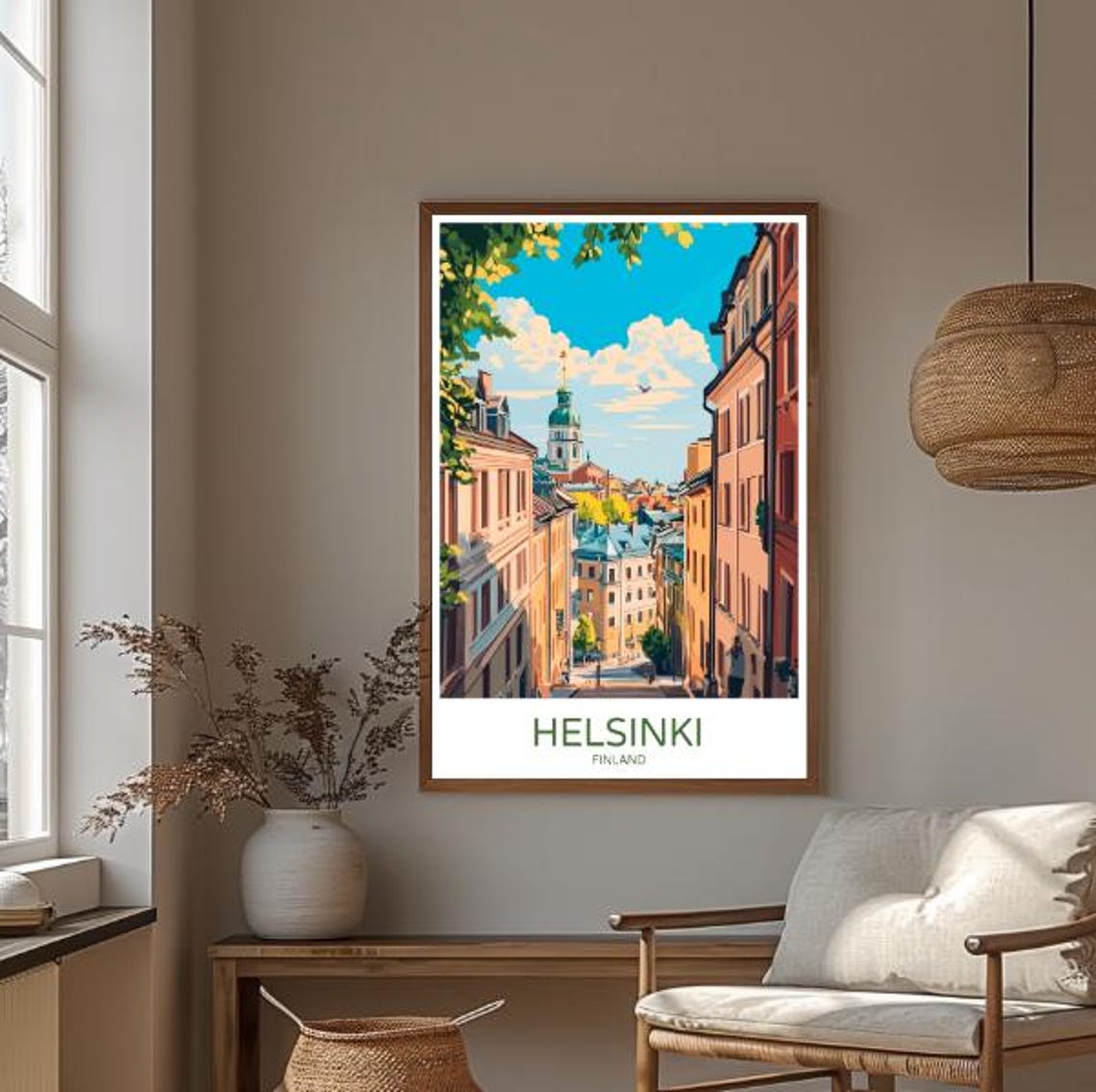Helsinki Finland Historic Street View Cathedral Old Town Travel Poster - Image 3