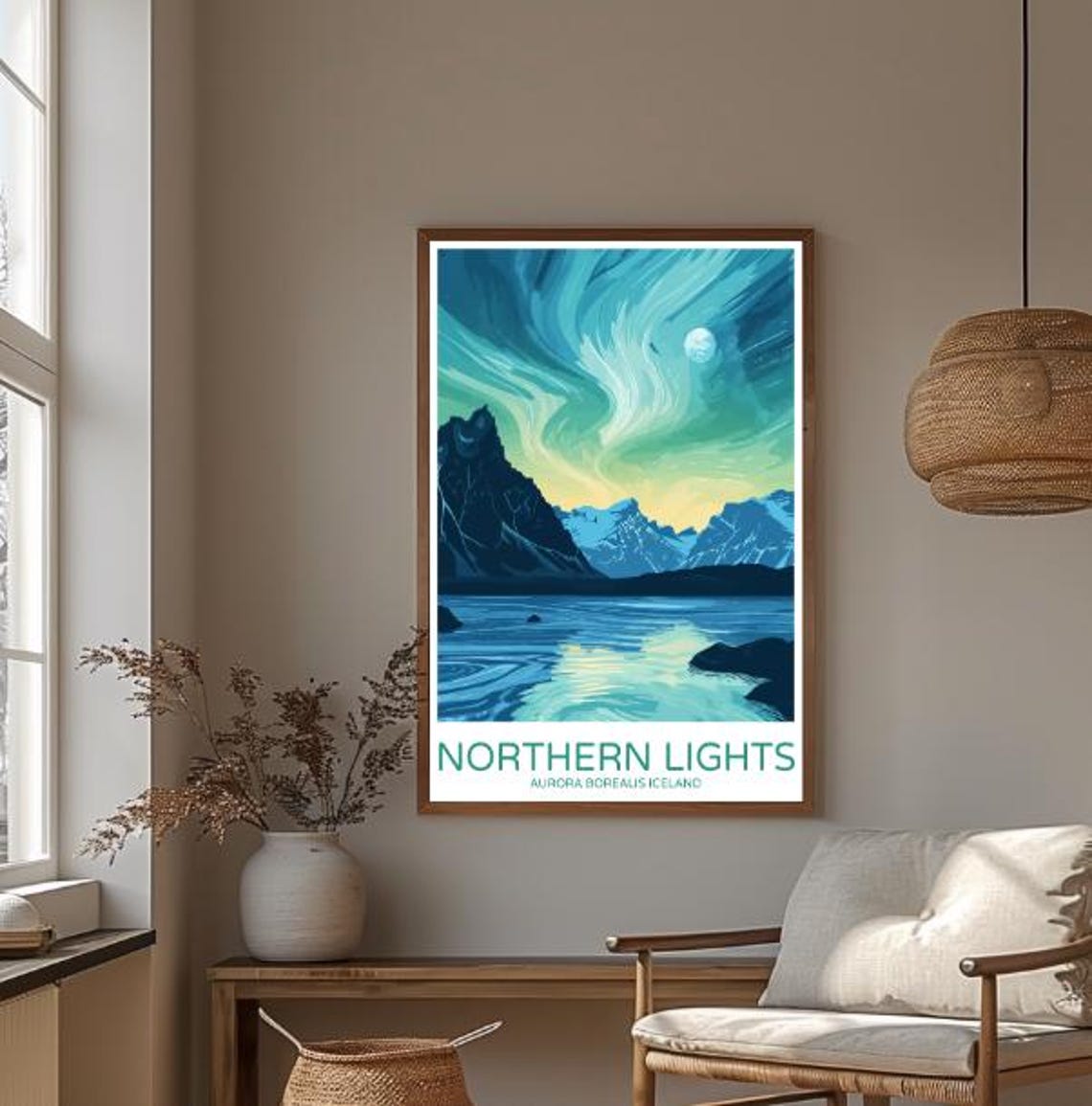 Northern Lights Iceland Aurora Borealis Night Sky Art Poster - Image 3
