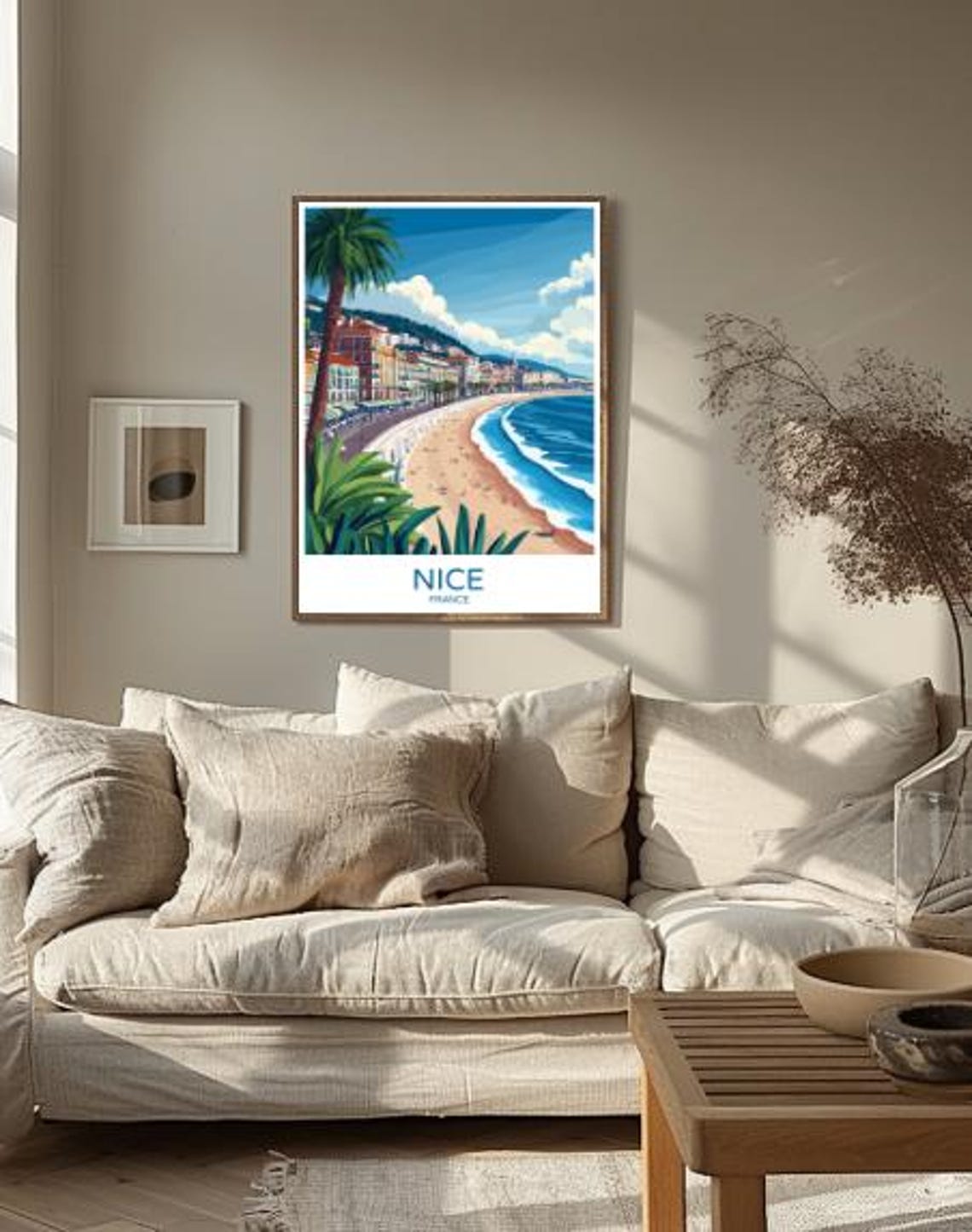 Nice France Riviera Beach Poster With Promenade Palm Trees Sea View - Image 2