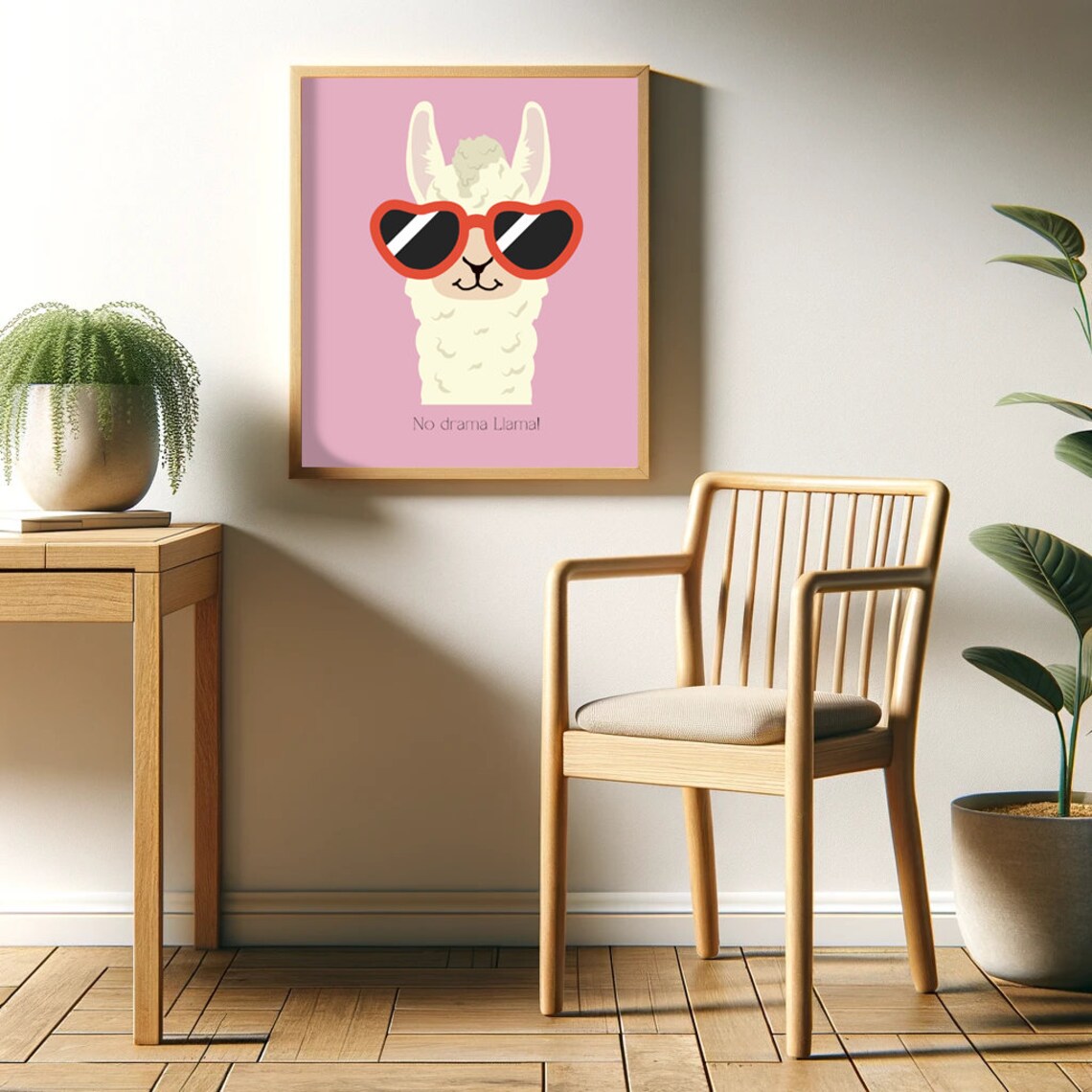 No Drama Llama Trendy Poster, Pink Bedroom Decor