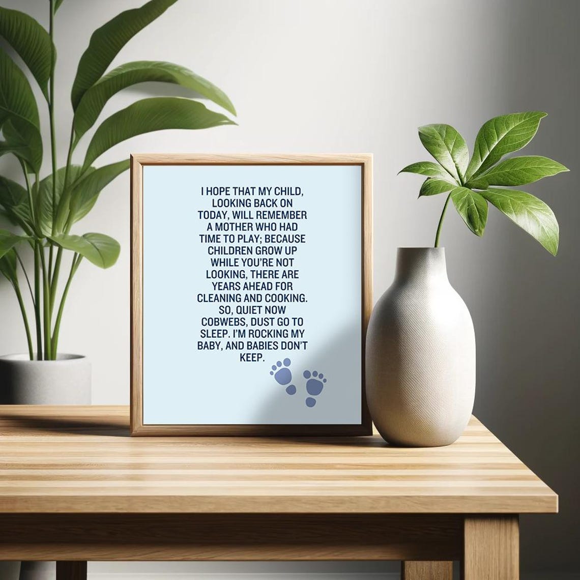 Babies Dont Keep Poem New Mom Gift Navy Minimalist Motherhood Poster - Image 3