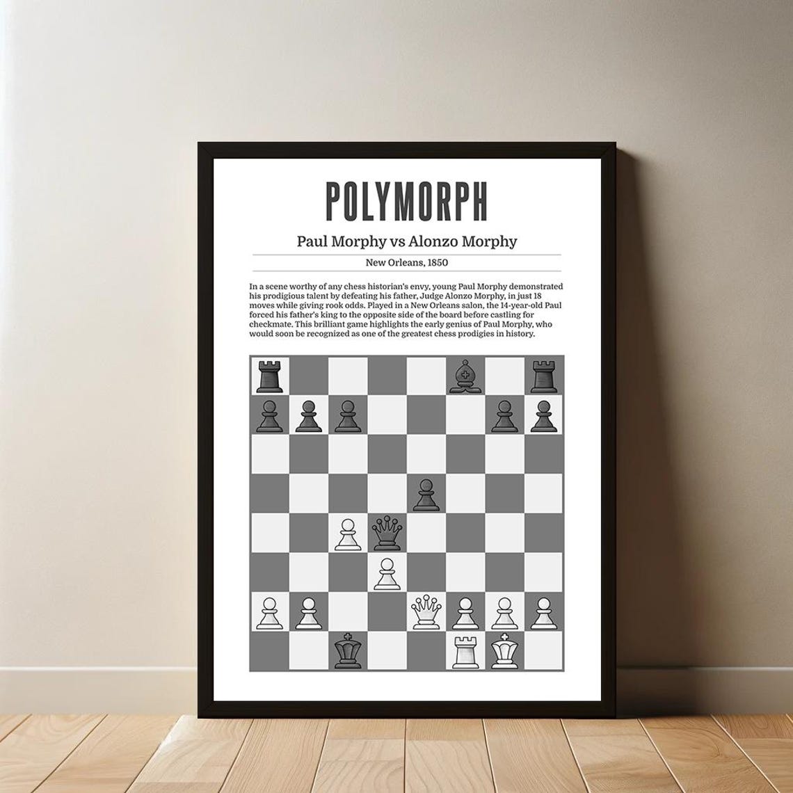 Polymorph Paul Morphy Vs Alonzo Morphy 1850 Historic Chess Poster - Image 2
