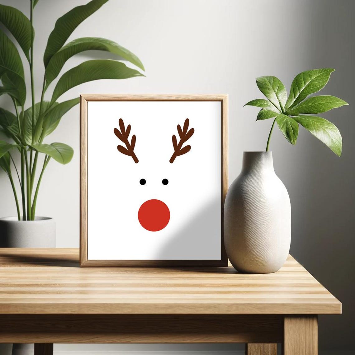 Rudolph Red Nose Minimalist Reindeer Face Christmas Holiday Poster - Image 2