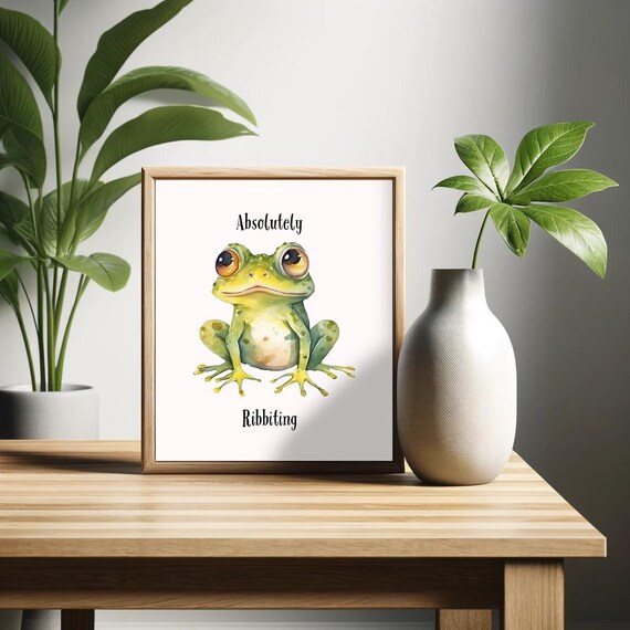 Absolutely Ribbiting Poster Sarcastic Words Retro Wall Art Frog Enthusiast