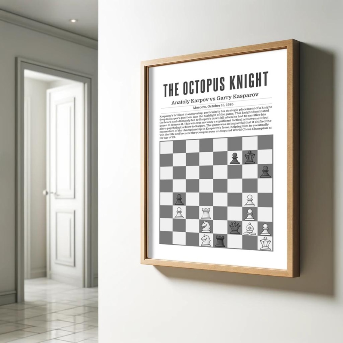 Kasparovs Octopus Knight Garry Kasparov Vs Anatoly Karpov Chess Lovers Chess Poster - Image 2