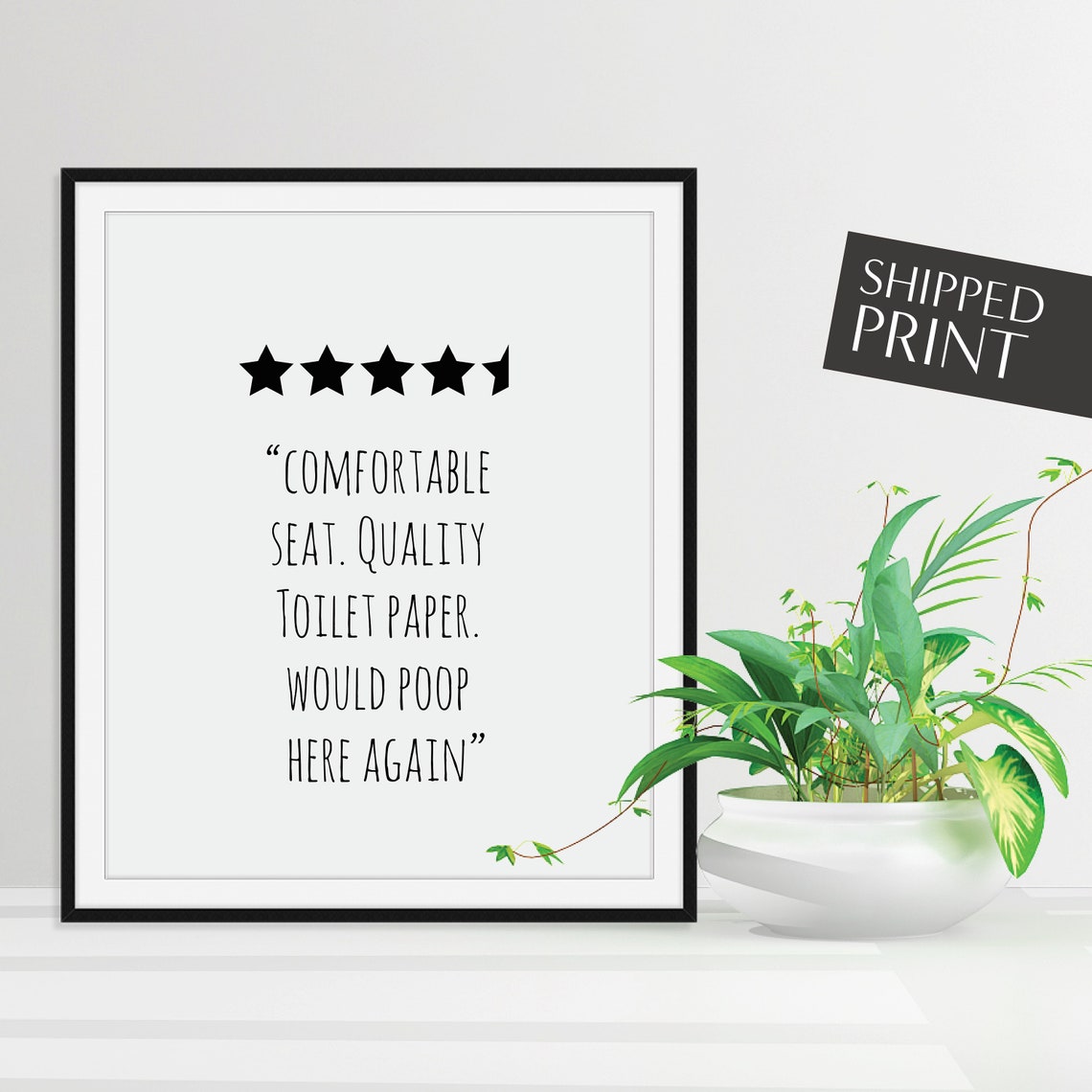 Would Poop Here Again Funny Bathroom Quote Five Star Review Print - Image 4